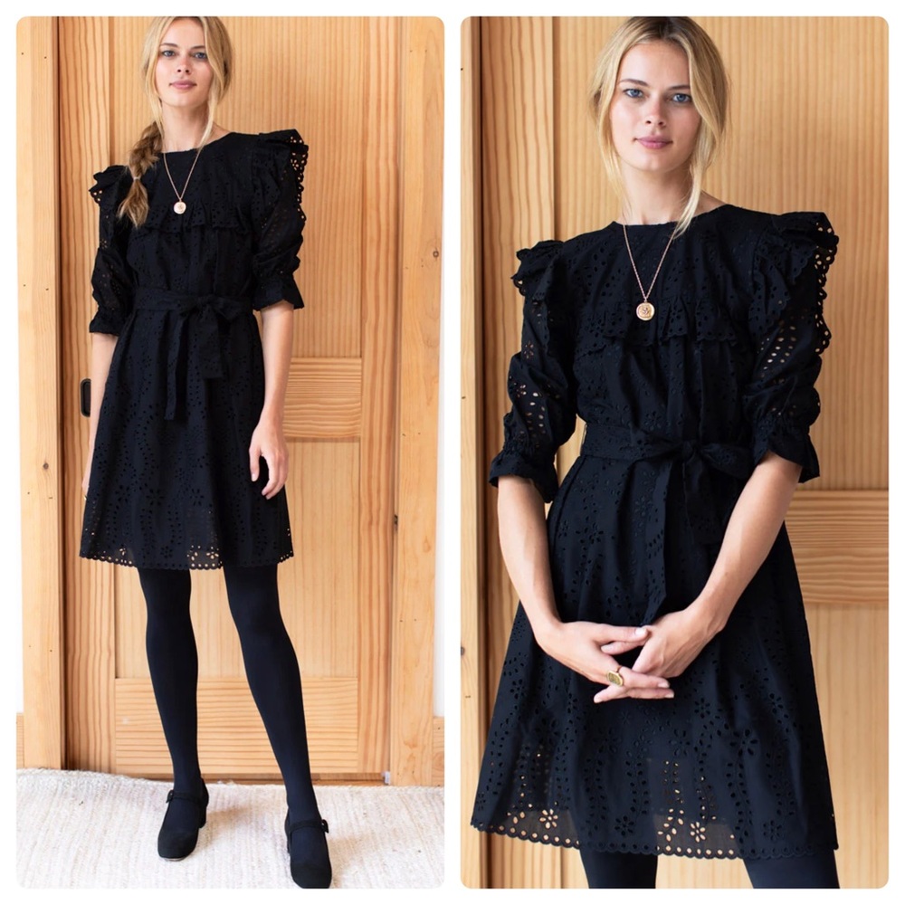 Emerson Fry Elsa Dress Black Eyelet Size XS
